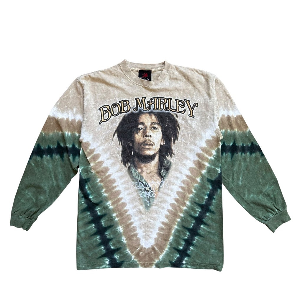 Zion Rootswear Bob Marley Songs of Freedom Tie Dye Long Sleeve Shirt Mens Medium